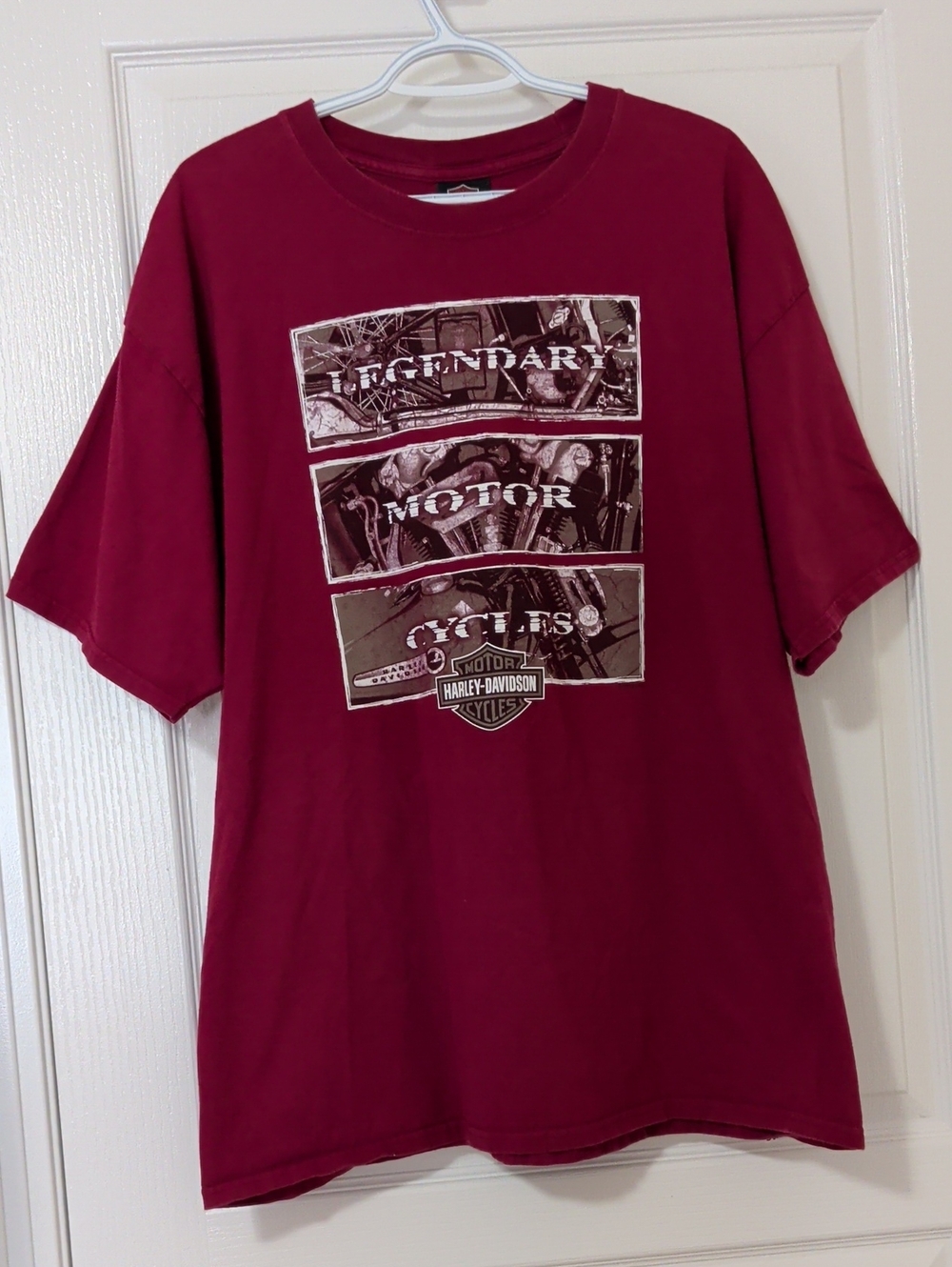 Harley-Davidson Men's Graphic Tee in Burgundy with Engine Panels